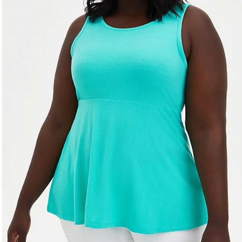 NWT Torrid Aqua Green Mix Rib Tank Size 1 1X 14-16